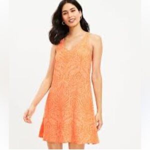 Dotted Criss Cross Back Swing Dress women XL Orange Sleeveless vacation Paisley